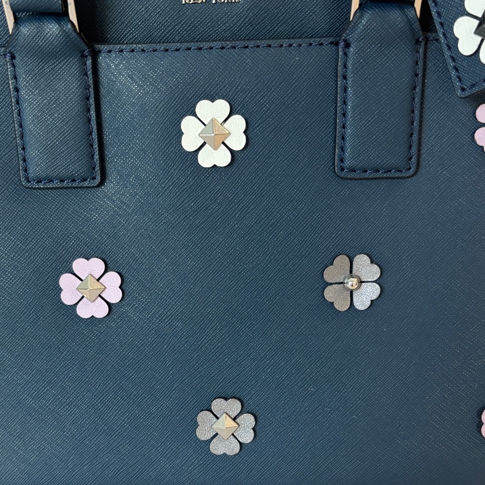 Kate Spade Cameron Flower Navy Medium Satchel with Crossbody strap - Picture 11 of 16